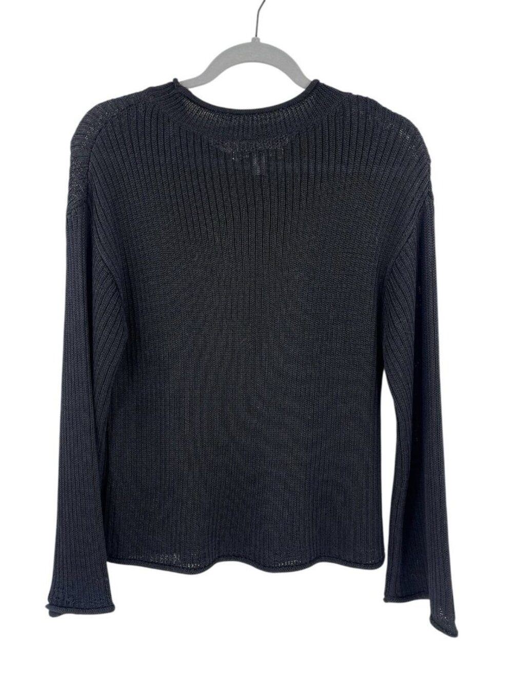 ELIZABETH AND JAMES Women's Black Crew Neck Slinky Knit Pullover Sweater Medium - Picture 5 of 6